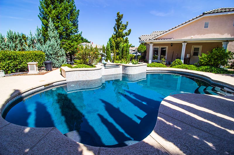 Residential pool and spa seen while preforming home inspection services 
